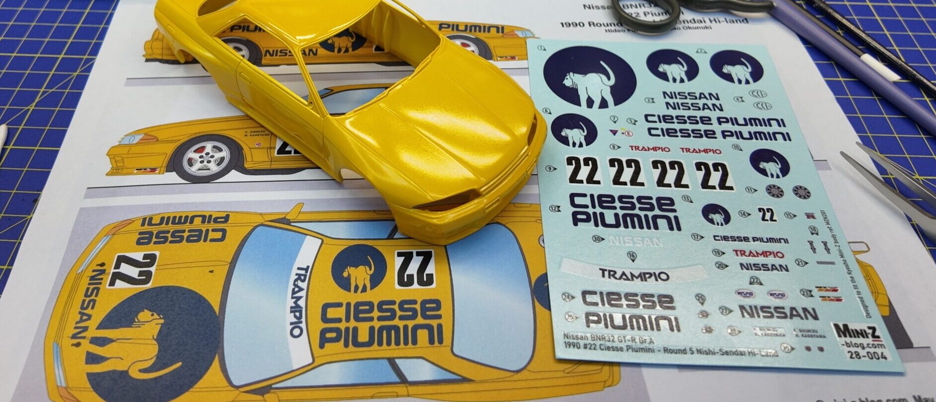 Decals – Nissan R32 – 1990 Gr.A Piumini (Yellow) #22 Hi-Land (JTCC)